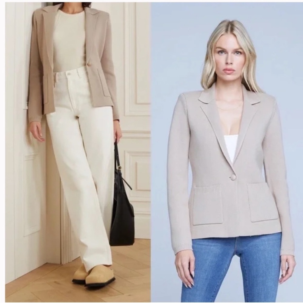 L’AGENCE Lacey Knit Blazer in Khaki Size M - Picture 3 of 11